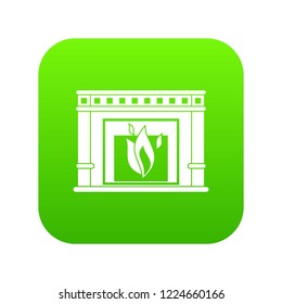 Electric fireplace icon digital green for any design isolated on white vector illustration