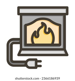 Electric Fireplace Vector Thick Line Filled Colors Icon For Personal And Commercial Use.
