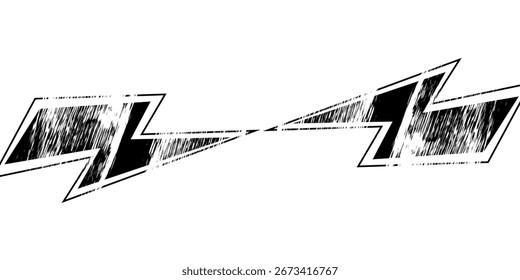 Elementos de colagem de relâmpago de flash elétrico Grunge Icon Set - Abstract Halftone Lightning Bolt