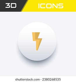 Icono de flash eléctrico, archivo modificable de icono de Lightning business 3D