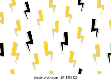 Electric Flash Icons Vector Seamless Pattern on White background. Flash Flat  illustrations Texture. Electricity concept pattern. Can be used as background, wallpaper, wrapping paper, banner template.