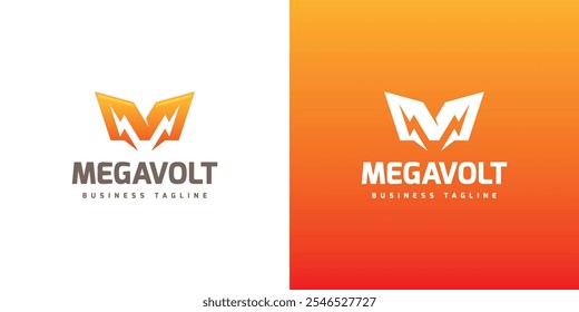 vetor de logotipo de letra m flash elétrico