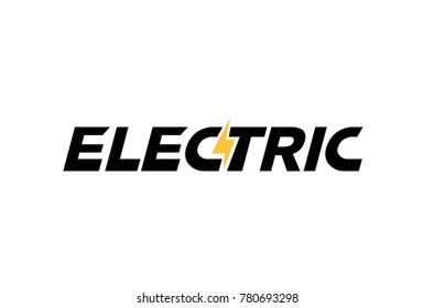 Electric Flash Symbol Typography Logo Design Illustration