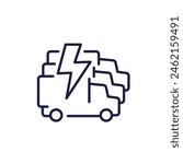 electric fleet line icon with trucks, EV