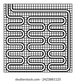 Electric floor heating warm heated contour outline line icon black color vector illustration image thin flat style