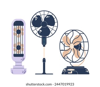 Los Ventiladores Eléctricos De Mesa Y De Piso Circulan El Aire Usando Cuchillas Giratorias Alimentadas Por Electricidad, Proporcionando Comodidad De Enfriamiento