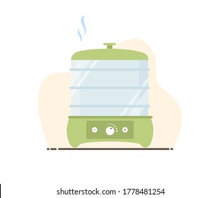 Electric food dehydrator or dryer machine. Healthy diet concept. Flat vector illustration in cartoon style.