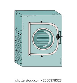 Electric food Freeze Dryer. Canning and culinary, healthy diet concept. Hand drawn doodle style vector illustration isolated on transparent background.