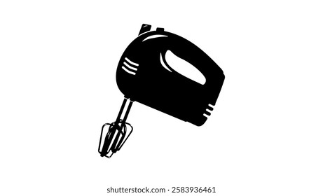 Electric food Hand Mixer emblem, black isolated silhouette