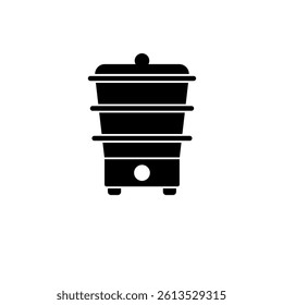 Electric Food Steamer, Steam Cooker Solid Flat Vector Icon Isolated on White Background.