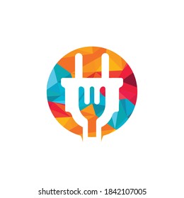Electric food vector logo design template.	