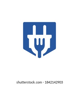 Electric food vector logo design template.