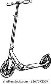 Electric foot scooter black and white vector