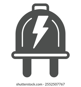 Electric fork with lightning solid icon, Energy plug concept. Vector graphics. Electriciti connector sign on white background, glyph style icon for mobile or web design