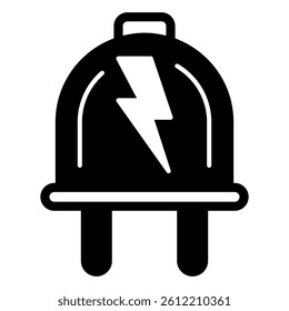 Electric fork with lightning solid icon, Energy plug concept. Vector graphics. Electriciti connector sign on white background, style mobile or design