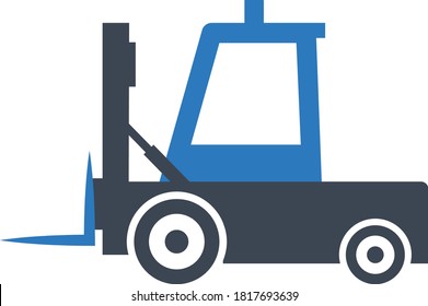 Electric  Forklift industrial truck concept Vector Icon design, civil engineering and construction Symbol on White background, Front Load Heavy Equipment Design, Warehouse Load Mover Machine