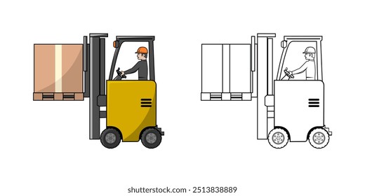 Electric Forklift Vehicle With Driver Cartoon Design Illustration vector eps format suitable for your design needs logo illustration animation etc