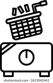 Electric Fryer Line Vector Icon Design