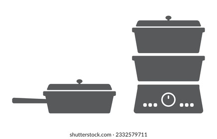 icono multicooker de la sartén eléctrica aislado en fondo blanco