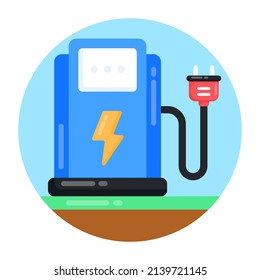 Electric Fuel Pump Flat Rounded Icon Is Visually Perfect 

