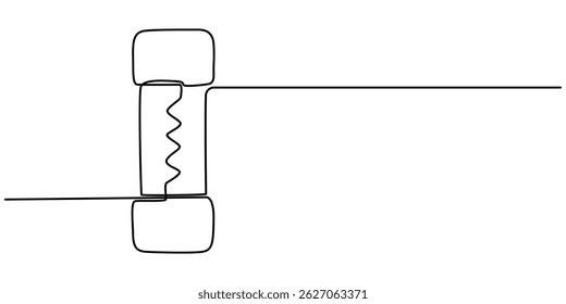  Fusível elétrico desenho contínuo de uma linha, Ícone de fusível elétrico Preenchimento de contorno plano, Ícone de fusível elétrico Ilustração de linha fina plana vetor, Ícone de fusível elétrico Símbolo de vetor de contorno.