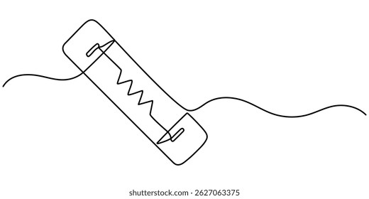  Electric fuse continuous one line drawing, Electric fuse icon Flat outline fill, Electric fuse icon Vector flat thin line illustration, Electric fuse icon Outline vector symbol.