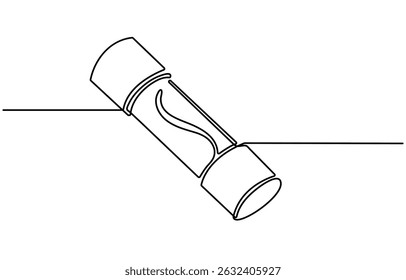 Electric fuse continuous one line drawing, Electric fuse icon Flat outline fill, Electric fuse icon Vector flat thin line illustration, Car electrical fuses isolated on white background object concept