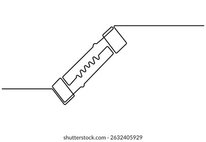 Electric fuse continuous one line drawing, Electric fuse icon Flat outline fill, Electric fuse icon Vector flat thin line illustration, Car electrical fuses isolated on white background object concept