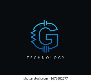 Electric G Letter Icon Design With Electrical Engineering Component Symbol.