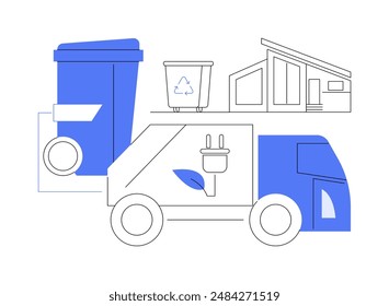 Electric garbage truck abstract concept vector illustration. Electric garbage truck on the street, ecology environment, sustainable industrial transport, modern vehicle abstract metaphor.