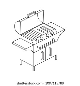 Electric Or Gas Grill On Three Legs. Modern Icon In Isometric View.Vector Illustration For Mobile Phones, Apps, Posters And Flyers.