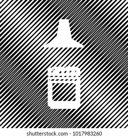 Electric or gas stove and extractor kitchen hood sign. Vector. Icon. Hole in moire background.