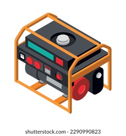 Isoometrisches Icon 3D-Vektorgrafik des elektrischen Benzingenerators