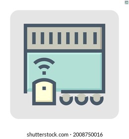 Electric gate vector icon. Motorized sliding door consist of wifi, electronics system, motor, sensor. Security equipment for private property, residential. To open, close by electrical power. 48x48 px