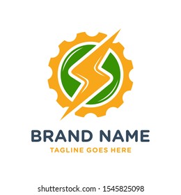electric gear circle logo design