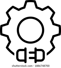 Electric gear icon, gear with plug logo, vector	