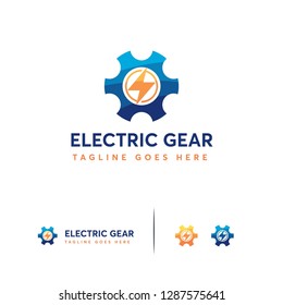 Electric Gear logo designs concept vector, Flash Gear Tech logo template