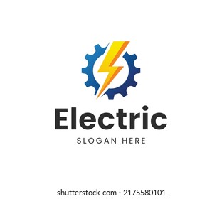 Electric gear logo template, Electrical Logo Vector.