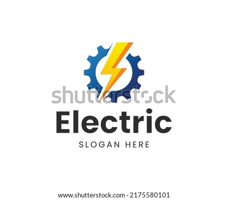 Electric gear logo template, Electrical Logo Vector.