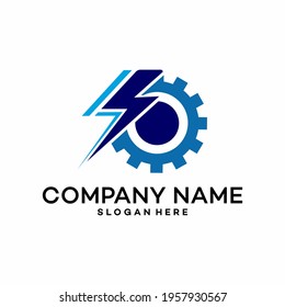 Electric gear logo,Power Generation  Icon design vector -  stock illustration