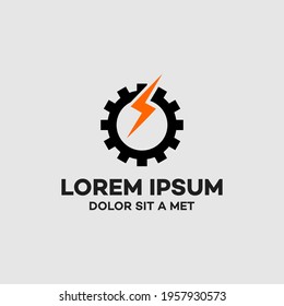 Electric gear logo,Power Generation  Icon design vector -  stock illustration