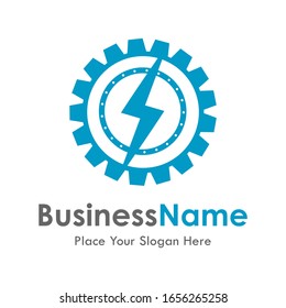 Plantilla de logotipo del vector de engranajes eléctricos. Adecuado para negocios, industria y web