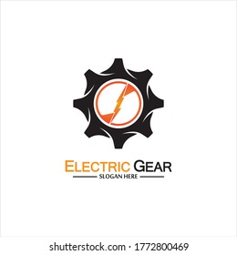 Electric gear vector logo template illustration. Suitable for business, technology and web. also, for energy and thunder symbol