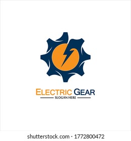 Electric gear vector logo template illustration. Suitable for business, technology and web. also, for energy and thunder symbol
