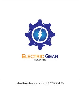 Electric gear vector logo template illustration. Suitable for business, technology and web. also, for energy and thunder symbol