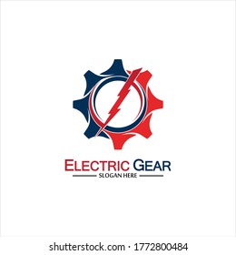 Electric gear vector logo template illustration. Suitable for business, technology and web. also, for energy and thunder symbol