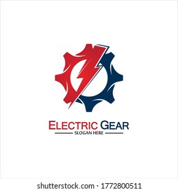Electric gear vector logo template illustration. Suitable for business, technology and web. also, for energy and thunder symbol