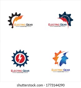 Electric gear vector logo template illustration. Suitable for business, technology and web. also, for energy and thunder symbol