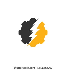 Vektorgrafik-Logo-Vorlage für Elektrogetriebe. Design-Ikone für das Design von Donner- und Zahnseilgarn.	