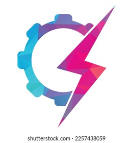 Electric gear vector logo template illustration. Thunder and gear logo design icon.